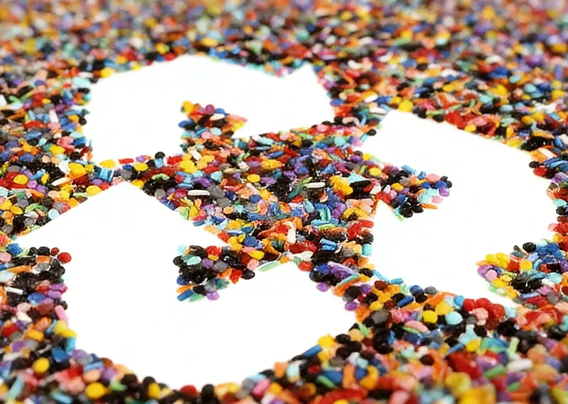 El poder de las partículas de materia prima reciclables